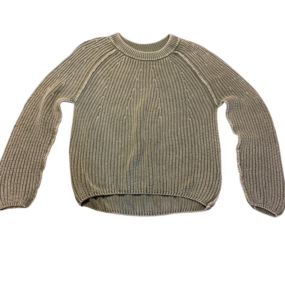 Blu Pepper Women’s green chunky knit crewneck sweater, Size S